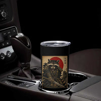 Funny Samurai Raccoon Tumbler Cup Vintage Japanese Ukiyoe Warrior Graphic