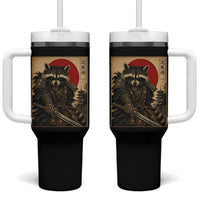 Funny Samurai Raccoon Tumbler With Handle Vintage Japanese Ukiyoe Warrior Graphic
