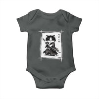 Vintage Japanese Art Samurai Cat Baby Onesie Sumie Kawaii Cat Lover Gift