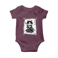 Vintage Japanese Art Samurai Cat Baby Onesie Sumie Kawaii Cat Lover Gift