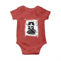 Vintage Japanese Art Samurai Cat Baby Onesie Sumie Kawaii Cat Lover Gift