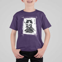 Vintage Japanese Art Samurai Cat T Shirt For Kid Sumie Kawaii Cat Lover Gift