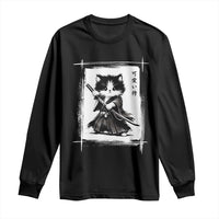 Vintage Japanese Art Samurai Cat Long Sleeve Shirt Sumie Kawaii Cat Lover Gift