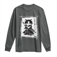 Vintage Japanese Art Samurai Cat Long Sleeve Shirt Sumie Kawaii Cat Lover Gift