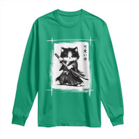 Vintage Japanese Art Samurai Cat Long Sleeve Shirt Sumie Kawaii Cat Lover Gift