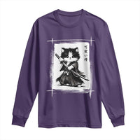 Vintage Japanese Art Samurai Cat Long Sleeve Shirt Sumie Kawaii Cat Lover Gift