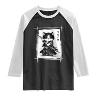 Vintage Japanese Art Samurai Cat Raglan Shirt Sumie Kawaii Cat Lover Gift