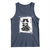 Vintage Japanese Art Samurai Cat Tank Top Sumie Kawaii Cat Lover Gift