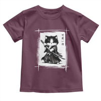 Vintage Japanese Art Samurai Cat Toddler T Shirt Sumie Kawaii Cat Lover Gift