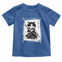 Vintage Japanese Art Samurai Cat Toddler T Shirt Sumie Kawaii Cat Lover Gift