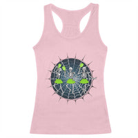 Funny Dancing Skeletons Racerback Tank Top Pickleball Halloween Gift - Wonder Print Shop