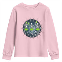 Funny Dancing Skeletons Youth Sweatshirt Pickleball Halloween Gift - Wonder Print Shop