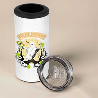 Funny Halloween Pickleball 4 in 1 Can Cooler Tumbler Pickleboo Ghost Costume