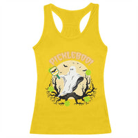 Funny Halloween Pickleball Racerback Tank Top Pickleboo Ghost Costume - Wonder Print Shop
