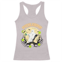 Funny Halloween Pickleball Racerback Tank Top Pickleboo Ghost Costume - Wonder Print Shop