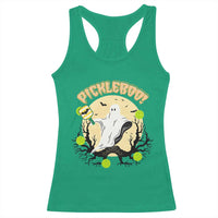 Funny Halloween Pickleball Racerback Tank Top Pickleboo Ghost Costume - Wonder Print Shop