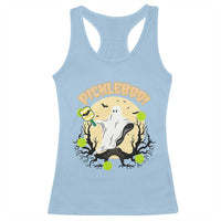 Funny Halloween Pickleball Racerback Tank Top Pickleboo Ghost Costume - Wonder Print Shop