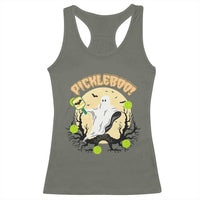 Funny Halloween Pickleball Racerback Tank Top Pickleboo Ghost Costume - Wonder Print Shop