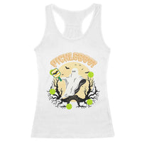 Funny Halloween Pickleball Racerback Tank Top Pickleboo Ghost Costume - Wonder Print Shop