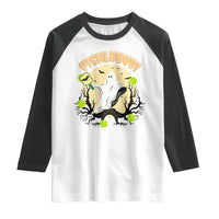 Funny Halloween Pickleball Raglan Shirt Pickleboo Ghost Costume - Wonder Print Shop