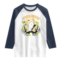 Funny Halloween Pickleball Raglan Shirt Pickleboo Ghost Costume - Wonder Print Shop