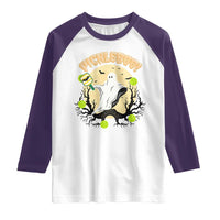 Funny Halloween Pickleball Raglan Shirt Pickleboo Ghost Costume - Wonder Print Shop