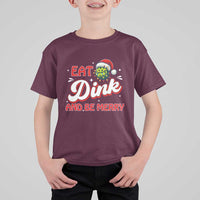 Funny Pickleball Christmas T Shirt For Kid Eat Dink And Be Merry - Wonder Print Shop