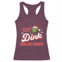Funny Pickleball Christmas Racerback Tank Top Eat Dink And Be Merry - Wonder Print Shop