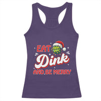 Funny Pickleball Christmas Racerback Tank Top Eat Dink And Be Merry - Wonder Print Shop