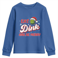 Funny Pickleball Christmas Youth Sweatshirt Eat Dink And Be Merry - Wonder Print Shop
