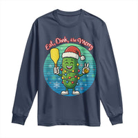 Funny Pickleball Christmas Long Sleeve Shirt Eat Dink And Be Merry Gift For Players - Wonder Print Shop
