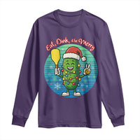 Funny Pickleball Christmas Long Sleeve Shirt Eat Dink And Be Merry Gift For Players - Wonder Print Shop