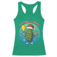 Funny Pickleball Christmas Racerback Tank Top Eat Dink And Be Merry Gift For Players - Wonder Print Shop