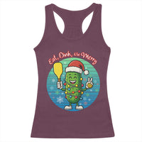 Funny Pickleball Christmas Racerback Tank Top Eat Dink And Be Merry Gift For Players - Wonder Print Shop