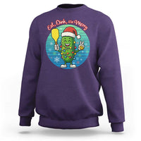 Funny Pickleball Christmas Sweatshirt Eat Dink And Be Merry Gift For Players - Wonder Print Shop
