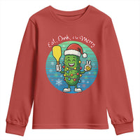 Funny Pickleball Christmas Youth Sweatshirt Eat Dink And Be Merry Gift For Players - Wonder Print Shop
