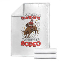 Funny Black Santa Bull Riding Christmas Throw Blanket I Do Not Deliver Gifts I Rodeo - Wonder Print Shop