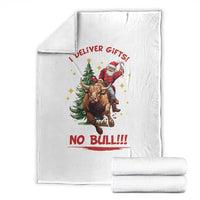 Funny Black Santa Bull Riding Christmas Throw Blanket I Deliver Gifts No Bull - Wonder Print Shop