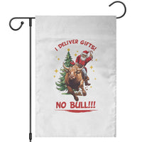 Funny Black Santa Bull Riding Christmas Garden Flag I Deliver Gifts No Bull - Wonder Print Shop