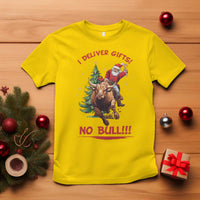 Funny Black Santa Bull Riding Christmas T Shirt I Deliver Gifts No Bull - Wonder Print Shop