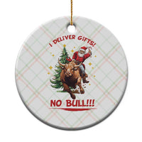Funny Black Santa Bull Riding Christmas Ceramic Ornament I Deliver Gifts No Bull - Wonder Print Shop