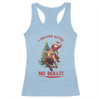 Funny Black Santa Bull Riding Christmas Racerback Tank Top I Deliver Gifts No Bull - Wonder Print Shop
