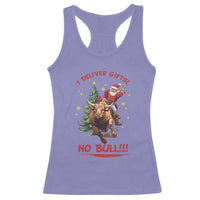Funny Black Santa Bull Riding Christmas Racerback Tank Top I Deliver Gifts No Bull - Wonder Print Shop