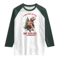 Funny Black Santa Bull Riding Christmas Raglan Shirt I Deliver Gifts No Bull - Wonder Print Shop