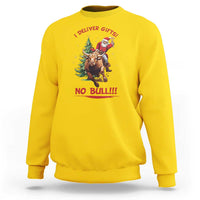 Funny Black Santa Bull Riding Christmas Sweatshirt I Deliver Gifts No Bull - Wonder Print Shop