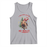 Funny Black Santa Bull Riding Christmas Tank Top I Deliver Gifts No Bull - Wonder Print Shop