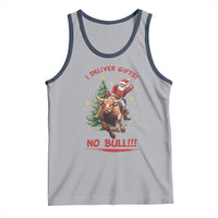 Funny Black Santa Bull Riding Christmas Tank Top I Deliver Gifts No Bull - Wonder Print Shop