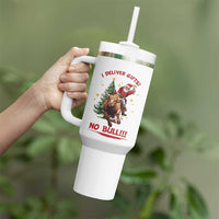 Funny Black Santa Bull Riding Christmas Tumbler With Handle I Deliver Gifts No Bull - Wonder Print Shop