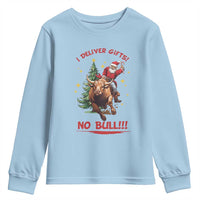 Funny Black Santa Bull Riding Christmas Youth Sweatshirt I Deliver Gifts No Bull - Wonder Print Shop