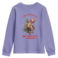Funny Black Santa Bull Riding Christmas Youth Sweatshirt I Deliver Gifts No Bull - Wonder Print Shop